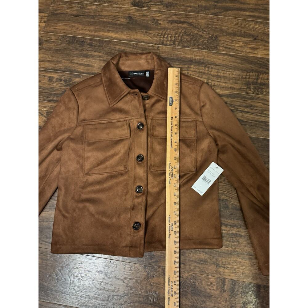 Rafaella Tan Faux Suede Blazer Long Sleeve Jacket Pockets Women's S - Picture 4 of 4
